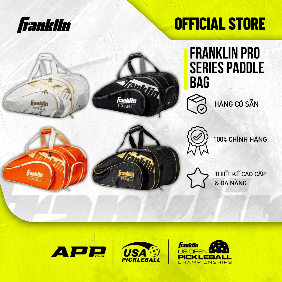 Túi Pickleball Franklin Pro Series Paddle Bag Chính Hãng – Túi Đựng Vợt Thi Đấu Chuyên Nghiệp