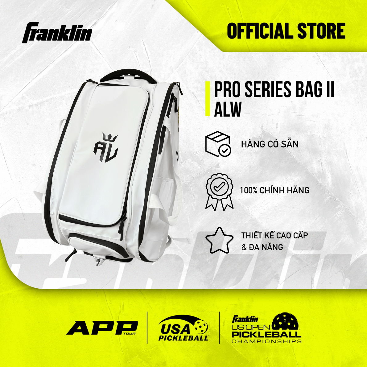 Túi Pickleball Franklin Anna Leigh Waters Signature Pro Series Bag II Chính Hãng – Túi Thi Đấu Chuyên Nghiệp Cao Cấp