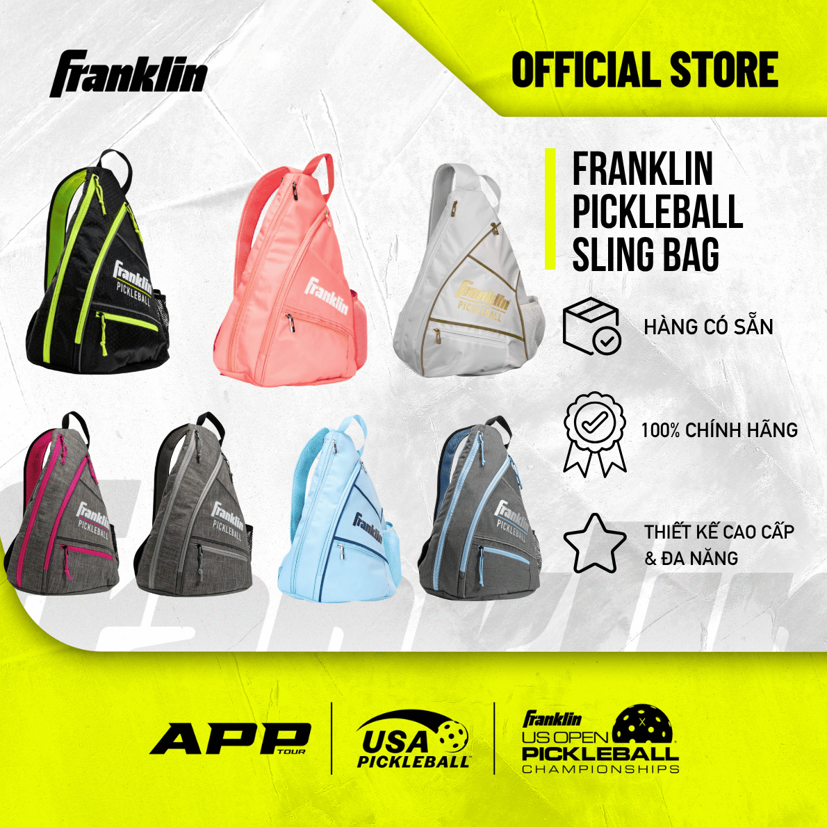 Túi Đeo Chéo Pickleball Franklin Sling Bag Chính Hãng – Túi Đựng Vợt & Phụ Kiện Đa Năng