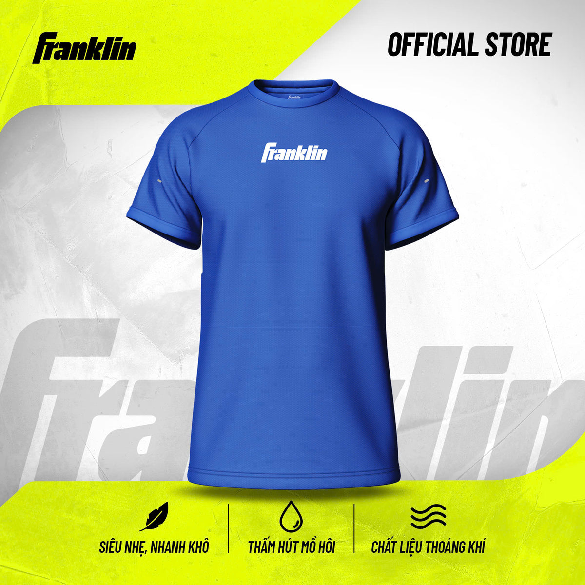 Áo Thể Thao Franklin Chính Hãng Nam Nữ | Athletic Fit | Xanh Dương/Trắng