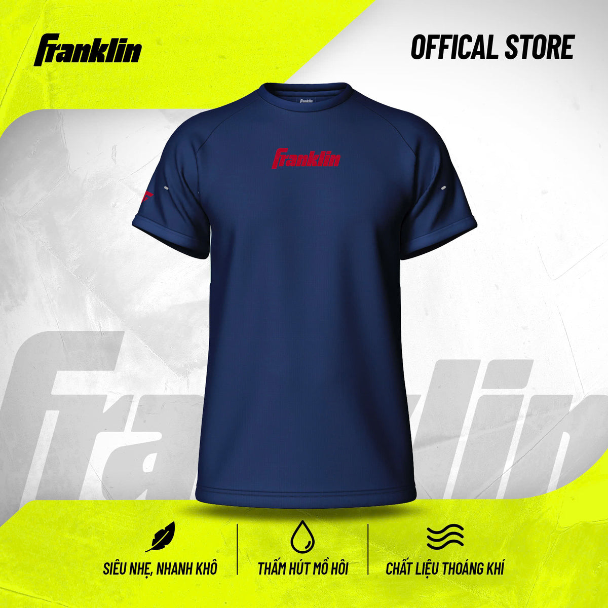 Áo Thể Thao Franklin Chính Hãng Nam Nữ | Athletic Fit | Xanh Navy/Đỏ