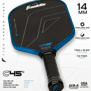 Vợt Pickleball Franklin C45 Hybrid 14mm Chính Hãng – Carbon Fiber T700 Thi Đấu Chuyên Nghiệp